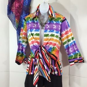 Mishca wearable art peplum blouse S NWT